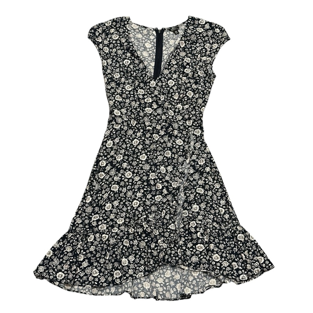J. Crew Navy and White Floral V-Neck Mini Dress